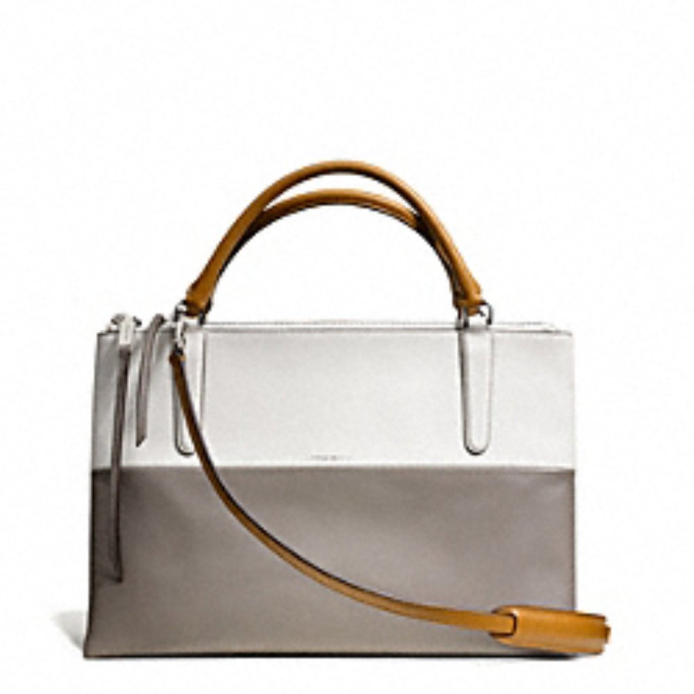 Leather Coach Purse: white & grey